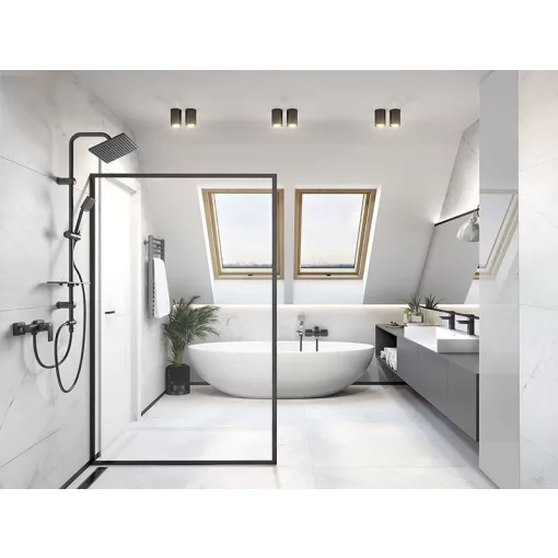 FERRO SQUERTO LUX BLACK fekete komplett zuhanyrendszer fej- és kézizuhannyal