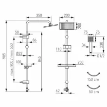 Ferro Squerto Lux króm komplett zuhanyrendszer fej- és kézizuhannyal