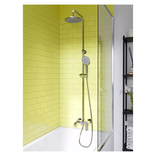 Ferro Algeo króm kádtöltő csaptelep komplett zuhany rendszerrel és esőztetővel