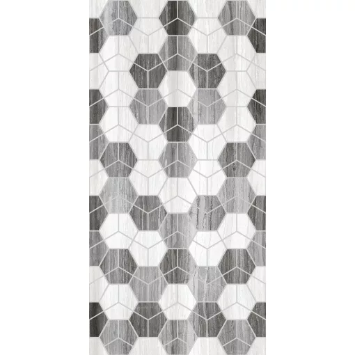 Royal Grey Hegza Motif 25x50 fényes porcelán falburkolat