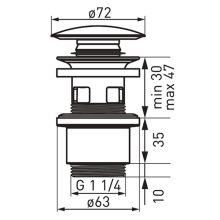 Ferro fekete click-clack leeresztő szelep túlfolyós mosdóhoz