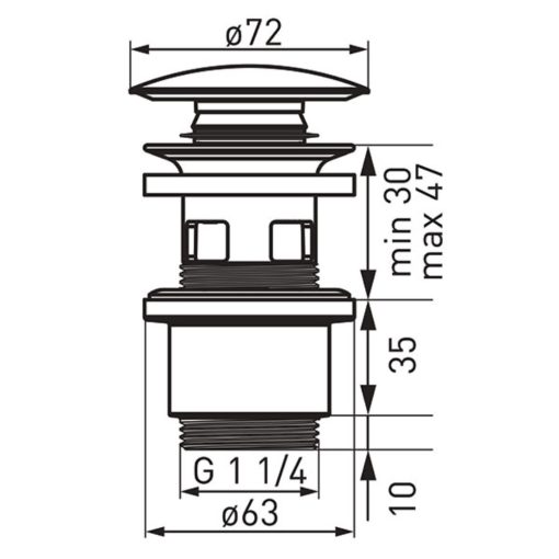 Ferro fekete click-clack leeresztő szelep túlfolyós mosdóhoz