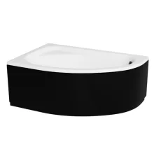 Besco CORNEA COMFORT Black 140x80/150x100 aszimmetrikus íves akril sarokkád lábbal és matt fekete előlappal