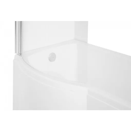 Besco INSPIRO 170x70 balos íves P-alakú akril zuhanykád kihajtható kádparavánnal, lábbal, elő- és oldallappal