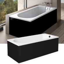 Besco INTRICA Black 150x75 egyenes akril kád lábbal, matt fekete elő- és oldallappal