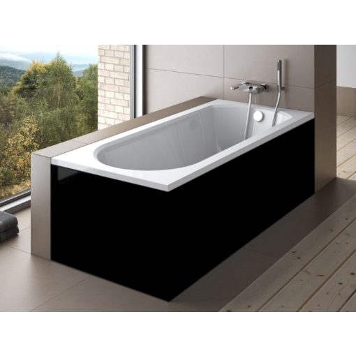 Besco INTRICA Black 150x75 egyenes akril kád lábbal, matt fekete elő- és oldallappal