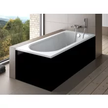 Besco INTRICA Black 150/160/170 cm hosszú egyenes akril kád lábbal és matt fekete előlappal