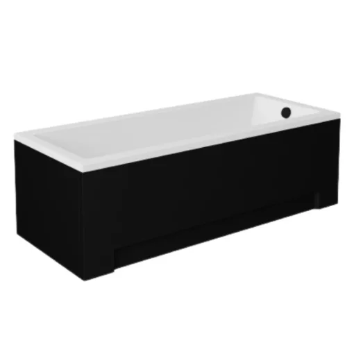 Besco MODERN Black 170x70 egyenes akril kád lábbal, matt fekete elő- és oldallappal