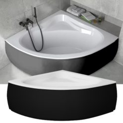   Besco MIA Black 120x120/130x130/140x140 szimmetrikus íves akril sarokkád lábbal és matt fekete előlappal