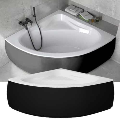 Besco MIA Black 140x140 szimmetrikus íves akril sarokkád lábbal és matt fekete előlappal