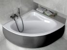 Besco MIA Black 140x140 szimmetrikus íves akril sarokkád lábbal és matt fekete előlappal