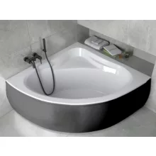 Besco MIA Black 140x140 szimmetrikus íves akril sarokkád lábbal és matt fekete előlappal