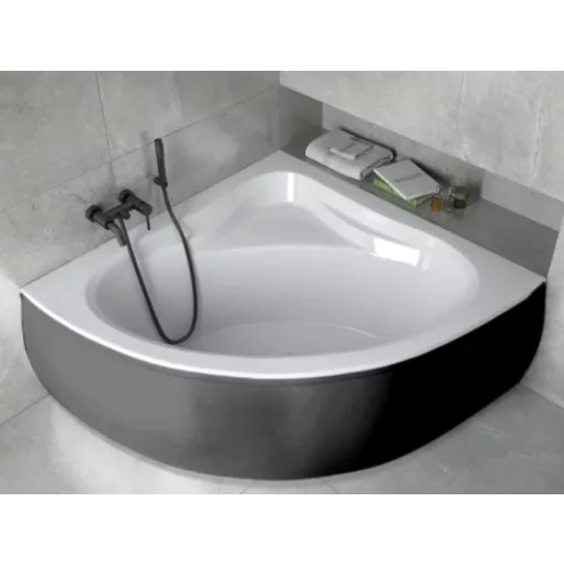 Besco MIA Black 140x140 szimmetrikus íves akril sarokkád lábbal és matt fekete előlappal