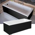 Besco OPTIMA Black 170x70 egyenes akril kád lábbal, matt fekete elő- és oldallappal