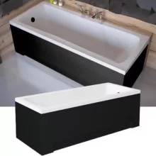 Besco OPTIMA Black 140x70 egyenes akril kád lábbal, matt fekete elő- és oldallappal