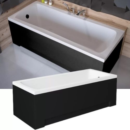 Besco OPTIMA Black 170x70 egyenes akril kád lábbal, matt fekete elő- és oldallappal