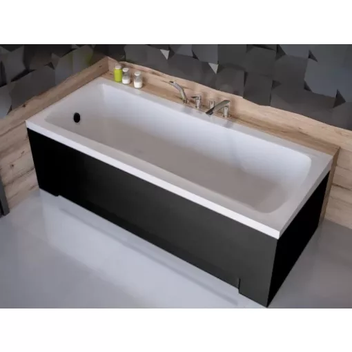 Besco OPTIMA Black 140x70 egyenes akril kád lábbal, matt fekete elő- és oldallappal