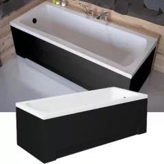   Besco OPTIMA Black 140/150/160/170 cm hosszú egyenes akril kád lábbal és matt fekete előlappal