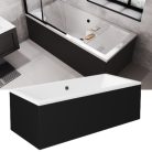 Besco QUADRO Black 155x70 egyenes akril kád lábbal, matt fekete elő- és oldallappal