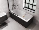 Besco QUADRO Black 155x70 egyenes akril kád lábbal, matt fekete elő- és oldallappal