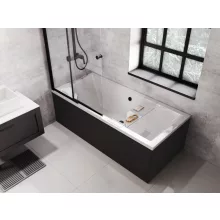 Besco QUADRO Black 155/165/170/175/180 cm hosszú egyenes akril kád lábbal és matt fekete előlappal