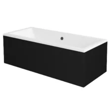 Besco QUADRO Black 155/165/170/175/180 cm hosszú egyenes akril kád lábbal és matt fekete előlappal