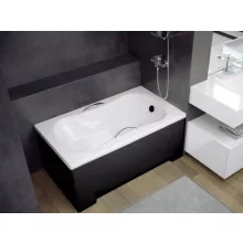 Besco ARIA REHAB Black 120x70 egyenes akril ülőkád lábbal, matt fekete elő- és oldallappal