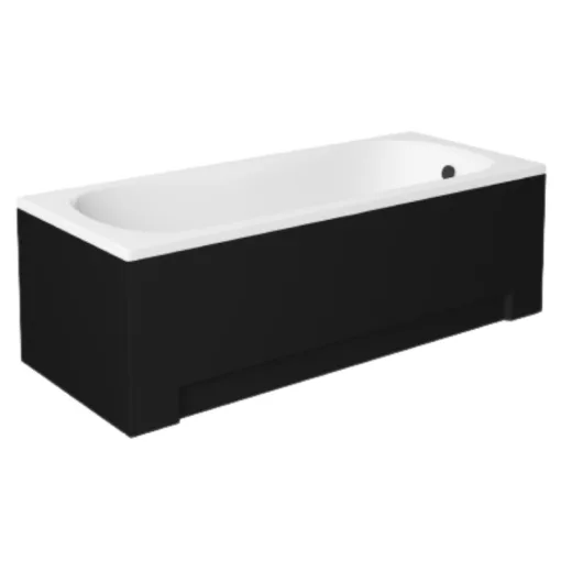 Besco ARIA REHAB Black 120x70 egyenes akril ülőkád lábbal, matt fekete elő- és oldallappal