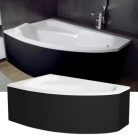 Besco RIMA Black 150x95 balos aszimmetrikus íves akril sarokkád lábbal és matt fekete előlappal