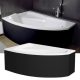 Besco RIMA Black 150x95 balos aszimmetrikus íves akril sarokkád lábbal és matt fekete előlappal