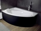 Besco RIMA Black 150x95 balos aszimmetrikus íves akril sarokkád lábbal és matt fekete előlappal