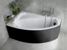 Besco RIMA Black 150x95 balos aszimmetrikus íves akril sarokkád lábbal és matt fekete előlappal