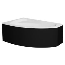 Besco RIMA Black 130x85/140x90/150x95/160x100/170x110 aszimmetrikus íves akril sarokkád lábbal és matt fekete előlappal