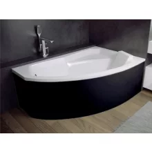 Besco RIMA Black 140x90 jobbos aszimmetrikus íves akril sarokkád lábbal és matt fekete előlappal