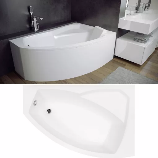 Besco RIMA 130x85 jobbos aszimmetrikus íves akril sarokkád