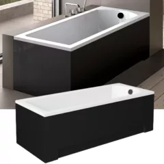   Besco SHEA Black 170x70 egyenes akril kád lábbal, matt fekete elő- és oldallappal