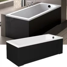 Besco SHEA Black 150x70 egyenes akril kád lábbal és matt fekete előlappal