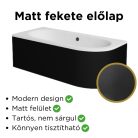 Besco AVITA Black 170x75 balos aszimmetrikus íves akril sarokkád lábbal és matt fekete előlappal