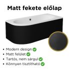 Besco AVITA Black 150x75 jobbos aszimmetrikus íves akril sarokkád lábbal és matt fekete előlappal
