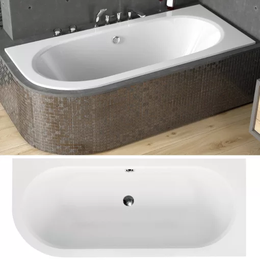 Besco AVITA SLIM 150x75 jobbos aszimmetrikus íves akril sarokkád