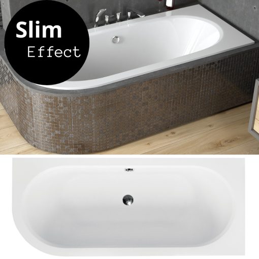 Besco AVITA SLIM 150x75 jobbos aszimmetrikus íves akril sarokkád