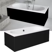 Besco VITAE Black 150/160/170/180 cm hosszú egyenes akril kád lábbal és matt fekete előlappal