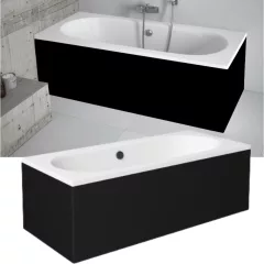   Besco VITAE Black 150/160/170/180 cm hosszú egyenes akril kád lábbal és matt fekete előlappal