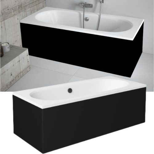 Besco VITAE Black 170x75 egyenes akril kád lábbal és matt fekete előlappal