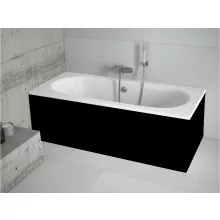 Besco VITAE Black 150/160/170/180 cm hosszú egyenes akril kád lábbal és matt fekete előlappal