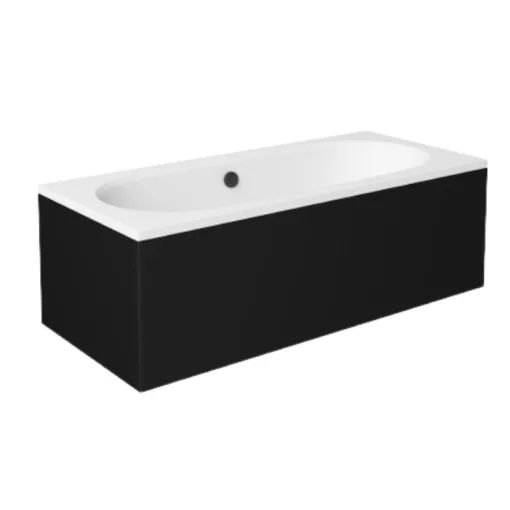 Besco VITAE Black 150/160/170/180 cm hosszú egyenes akril kád lábbal és matt fekete előlappal