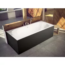 Besco VITAE Black 150/160/170/180 cm hosszú egyenes akril kád lábbal és matt fekete előlappal