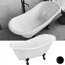 HD Legend antik fekete oroszlánlábas térben álló akril kád, 150x75x80 cm