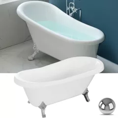   HD Legend antik króm oroszlánlábas térben álló akril kád, 150x75x80 cm