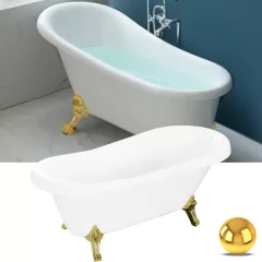   HD Legend antik arany oroszlánlábas térben álló akril kád, 150x75x80 cm